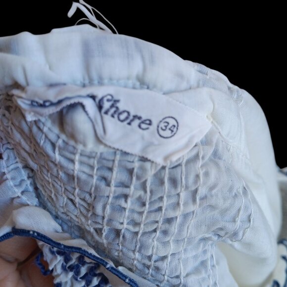 Women's Medium Vintage 70's Peasant Blouse Embroidery Ruffled Neckline Festival - Picture 8 of 8